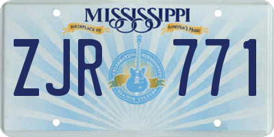 MS license plate ZJR771