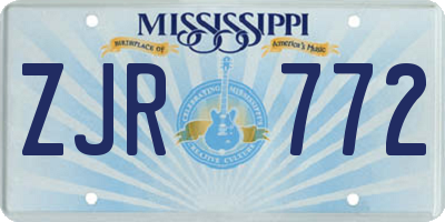 MS license plate ZJR772