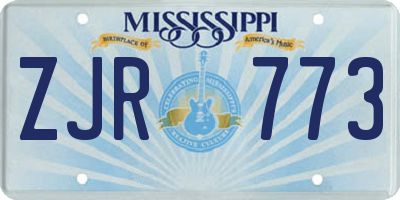 MS license plate ZJR773
