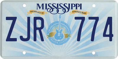 MS license plate ZJR774