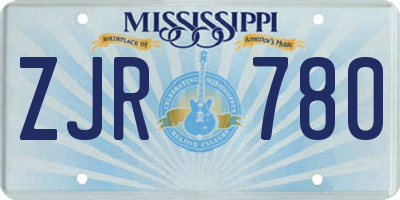 MS license plate ZJR780