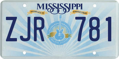 MS license plate ZJR781