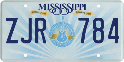 MS license plate ZJR784