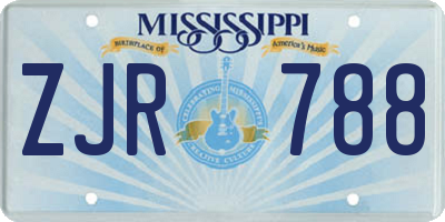 MS license plate ZJR788