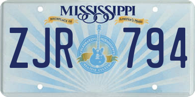 MS license plate ZJR794