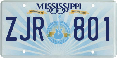 MS license plate ZJR801