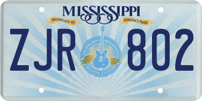 MS license plate ZJR802