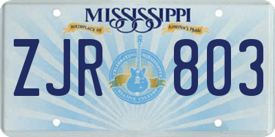 MS license plate ZJR803