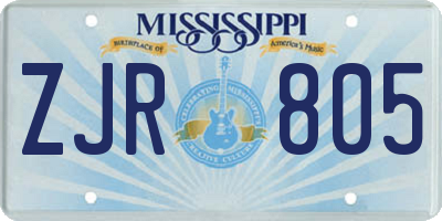 MS license plate ZJR805
