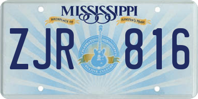 MS license plate ZJR816