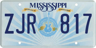 MS license plate ZJR817