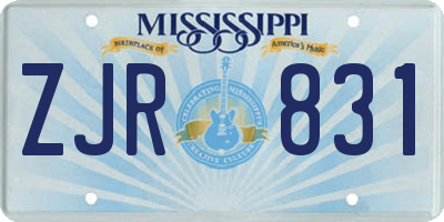 MS license plate ZJR831