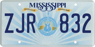 MS license plate ZJR832