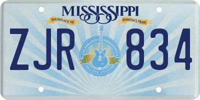 MS license plate ZJR834