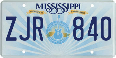 MS license plate ZJR840