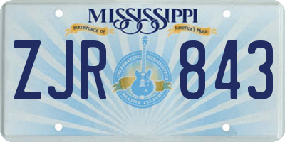 MS license plate ZJR843