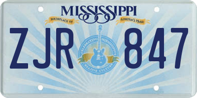 MS license plate ZJR847