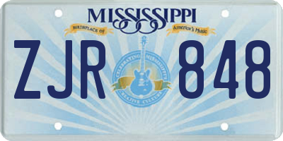 MS license plate ZJR848