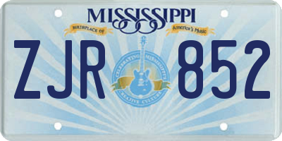 MS license plate ZJR852