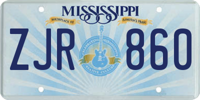 MS license plate ZJR860