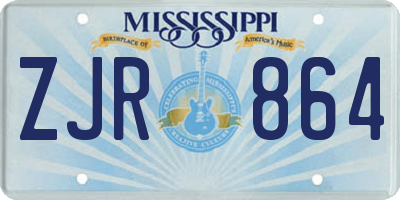 MS license plate ZJR864