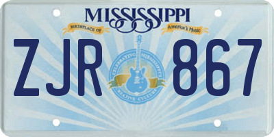 MS license plate ZJR867