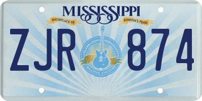 MS license plate ZJR874