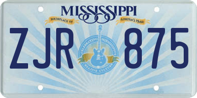 MS license plate ZJR875