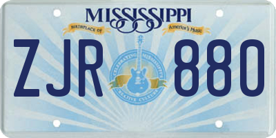 MS license plate ZJR880