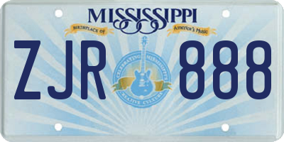 MS license plate ZJR888