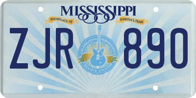 MS license plate ZJR890