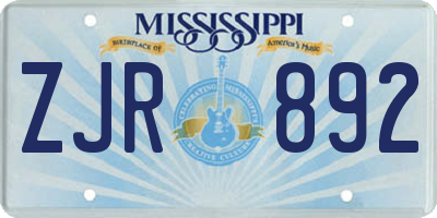 MS license plate ZJR892