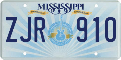 MS license plate ZJR910