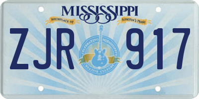 MS license plate ZJR917