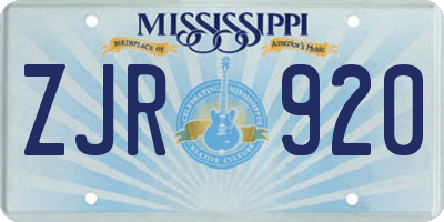 MS license plate ZJR920