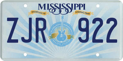 MS license plate ZJR922