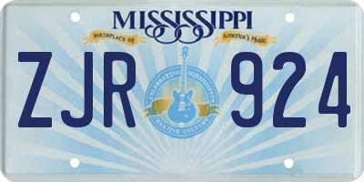 MS license plate ZJR924