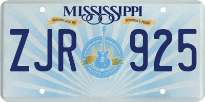 MS license plate ZJR925