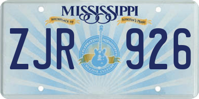 MS license plate ZJR926