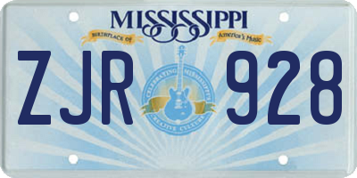 MS license plate ZJR928