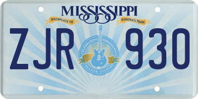 MS license plate ZJR930