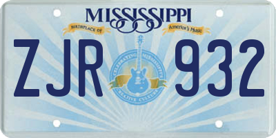 MS license plate ZJR932