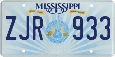 MS license plate ZJR933