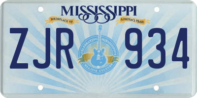 MS license plate ZJR934