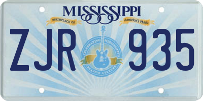MS license plate ZJR935