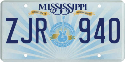 MS license plate ZJR940