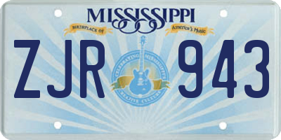 MS license plate ZJR943