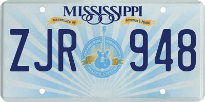 MS license plate ZJR948