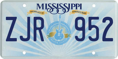 MS license plate ZJR952