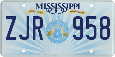 MS license plate ZJR958